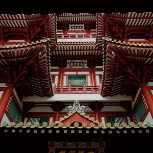 Chinese red and white temple