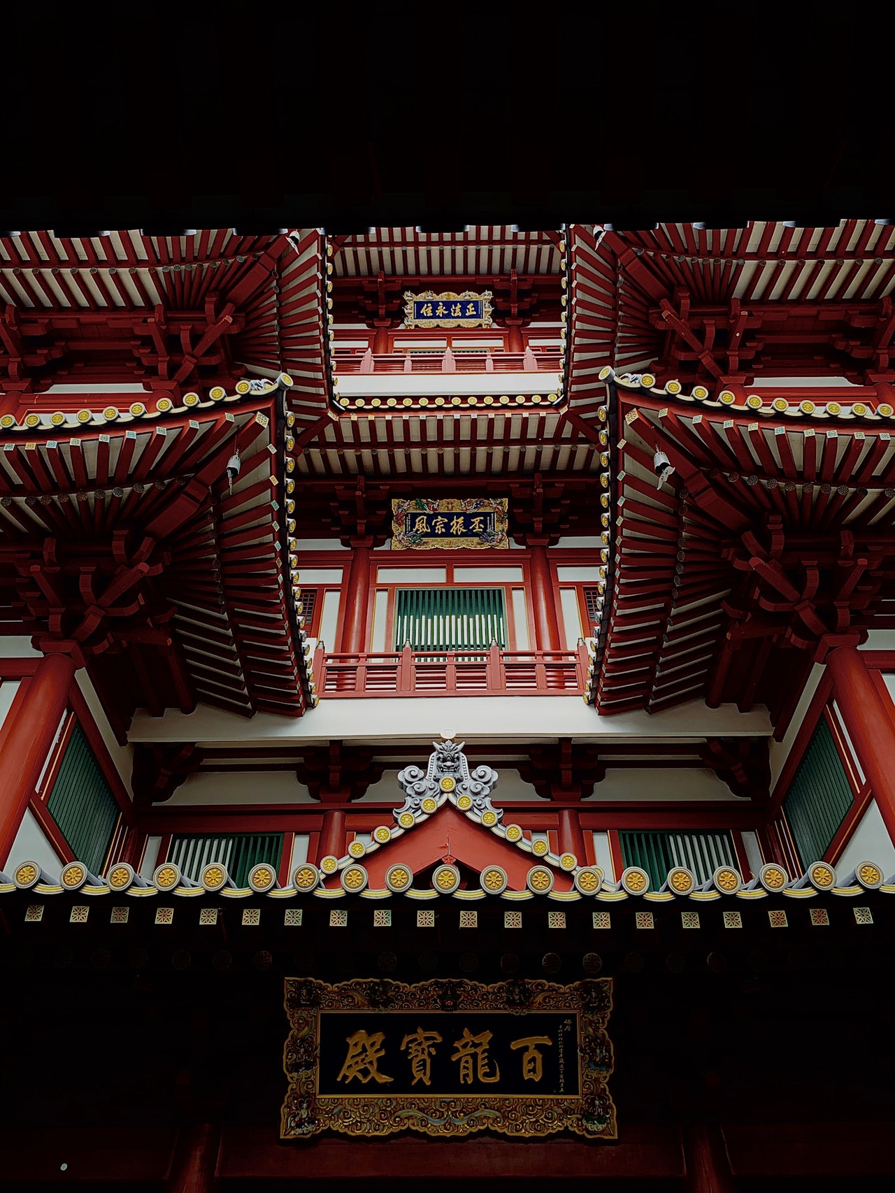 Chinese red and white temple